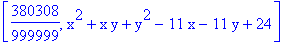 [380308/999999, x^2+x*y+y^2-11*x-11*y+24]